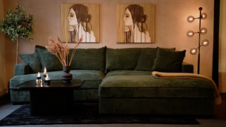 Chelsey flydersofa | 3 personers sofa | Mosgrøn fløjl